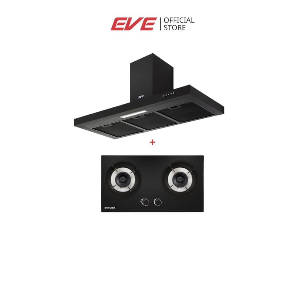 ชุดเซ็ทเตาฝังแก๊สและเครื่องดูดควัน EVE เตาแก๊ส 2 หัว SMART II + เครื่องดูดควันติดผนัง HC-SHADOW-90 PLUS 90 ซม._10